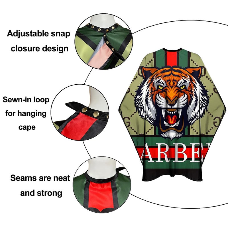 CapeshionPro Barber Capes Hair Cutting Capes Salon Stylist Capes with Snaps Waterproof Professional Large Barber Hairdresser Gown Cape- 63”× 56”(TIGER) - Image 3